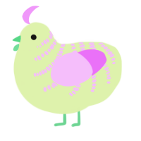 A apple and lavender chicken with a half-bar pattern
