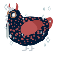 A tumblr and red chicken with a speckle pattern