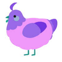 A lavender and blurple chicken with a head pattern