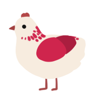 A cream and crimson chicken with a neck-speckle pattern