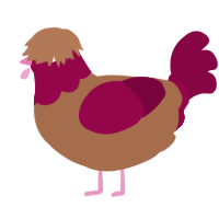 A brown and maroon chicken with a head pattern