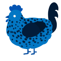A sapphire and tumblr chicken with a speckle pattern