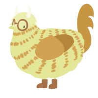 A lemon and gold chicken with a bar pattern