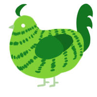 A grass and leaf chicken with a bar pattern
