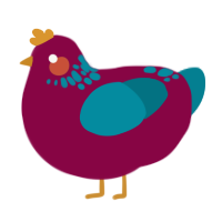 A maroon and sea chicken with a neck-speckle pattern