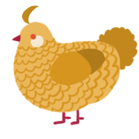 A honey and ochre chicken with a lace pattern