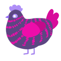 (unnamed), a overcast and fuchsia chicken with a bar pattern