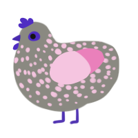 Bunny, a ash and pink chicken with a speckle pattern