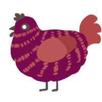 A wine and red chicken with a bar pattern