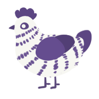 A white and overcast chicken with a bar pattern