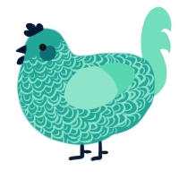 A turquoise and mint chicken with a double-lace pattern