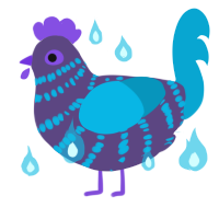 Blue Bonnet, a overcast and cerulean chicken with a bar pattern