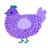 A blurple and lilac chicken with a lace pattern