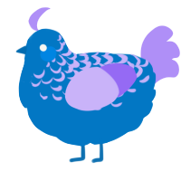 A sapphire and lilac chicken with a half-lace pattern