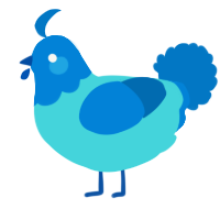 A aqua and sapphire chicken with a head pattern