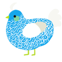 A sky and white chicken with a double-lace pattern