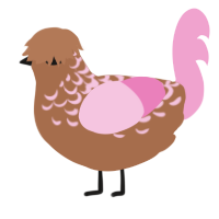 The Sweet Void, a brown and pink chicken with a half-lace pattern