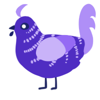 A indigo and lilac chicken with a half-bar pattern