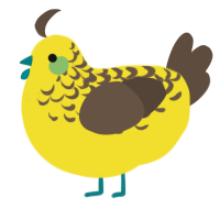 A yellow and bark chicken with a half-lace pattern