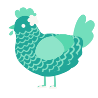 A turquoise and mint chicken with a lace pattern