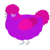 A amethyst and fuchsia chicken with a neck-speckle pattern