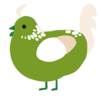 A chartreuse and cream chicken with a neck-speckle pattern