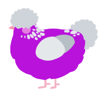 A amethyst and mist chicken with a neck-speckle pattern