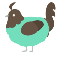 A mint and bark chicken with a head pattern