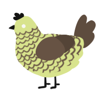 Pinecone, a lemon and bark chicken with a lace pattern