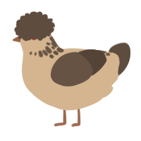 A beige and bark chicken with a neck-speckle pattern