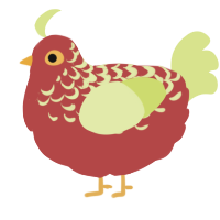A red and lemon chicken with a half-lace pattern
