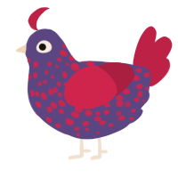 Rafflesia, a overcast and crimson chicken with a speckle pattern