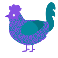 A blurple and sea chicken with a double-lace pattern