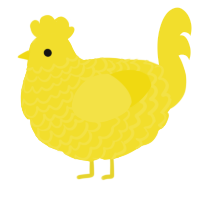A yellow chicken with a lace pattern