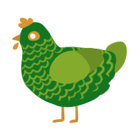 A leaf and chartreuse chicken with a lace pattern