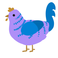 A lilac and sapphire chicken with a half-bar pattern