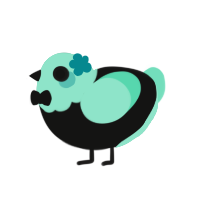 A black and mint chicken with a head pattern