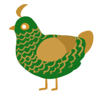 A leaf and gold chicken with a lace pattern