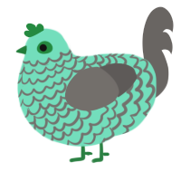 A mint and grey chicken with a lace pattern