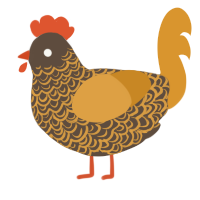 A bark and orange chicken with a double-lace pattern