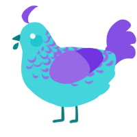 A aqua and blurple chicken with a half-lace pattern