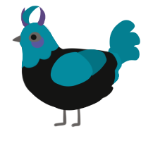 A black and sea chicken with a head pattern