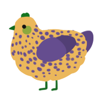 A honey and overcast chicken with a speckle pattern