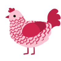 A rose and crimson chicken with a lace pattern