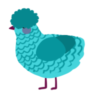 A aqua and teal chicken with a lace pattern
