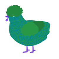 A teal and viridian chicken with a double-lace pattern
