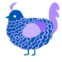 A ultramarine and lilac chicken with a lace pattern