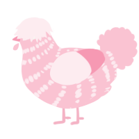 A rose chicken with a bar pattern