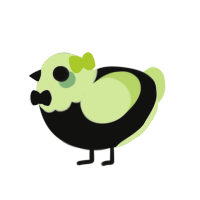 A black and apple chicken with a head pattern