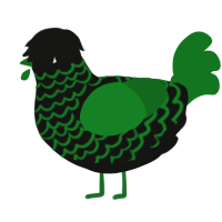 A black and leaf chicken with a lace pattern